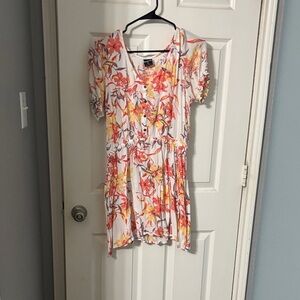 Hurley Floral Top with Orange and Yellow Accents